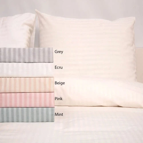 Σεντόνι Polycotton Satin Stripe 850 Με Λάστιχο Pink Viopros Υπέρδιπλo 160x225cm Βαμβάκι-Πολυέστερ