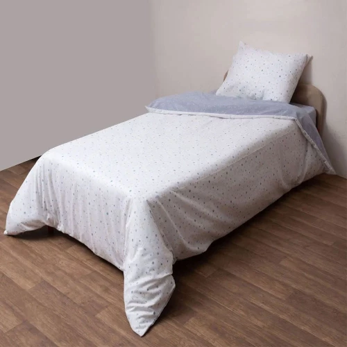 Σεντόνια Φανελένια 2643 Με Λάστιχο (Σετ 4τμχ) White-Blue Viopros Υπέρδιπλo 160x225cm 100% Βαμβάκι