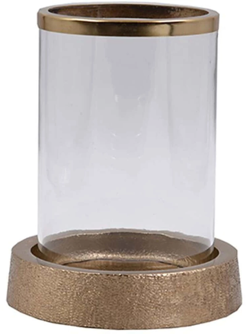Βάση Ρεσώ Titul 017601 14x14x18cm Clear-Gold Αλουμίνιο,Γυαλί