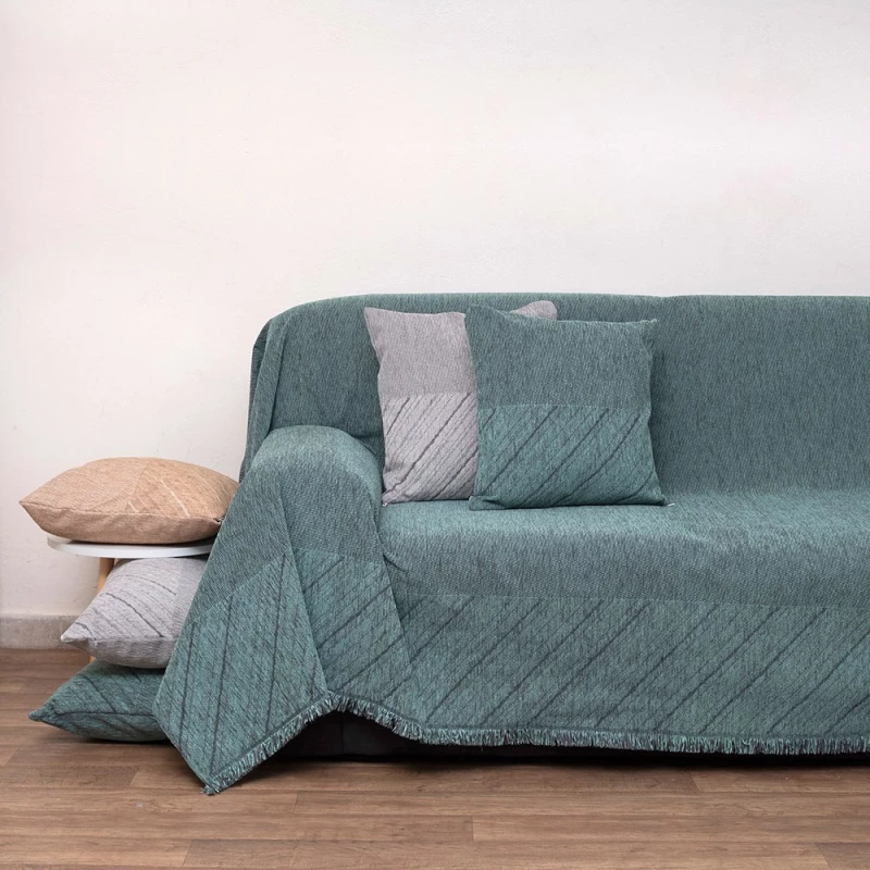 Ριχτάρι 1455 Petrol Anna Riska Τριθέσιο 180x280cm Chenille,Βαμβάκι,Polyester