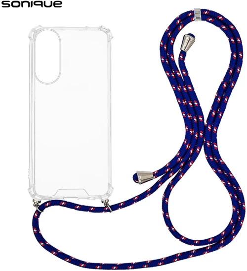 Θήκη Σιλικόνης με Κορδόνι Sonique Armor Clear Samsung Galaxy S25 Edge Rainbow Μπλε