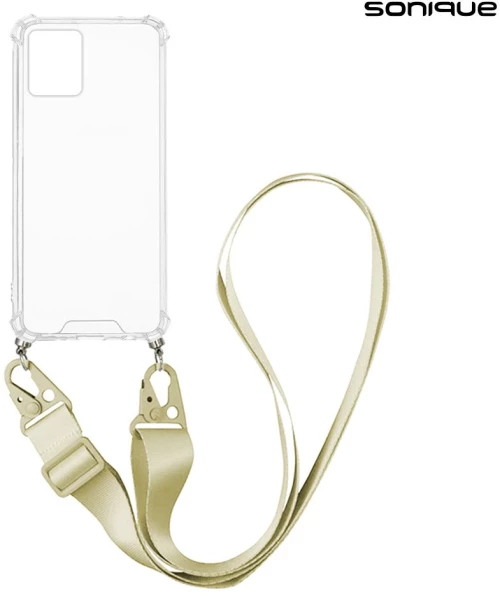 Θήκη Σιλικόνης με Strap Sonique Armor Clear Motorola Moto G54 5G / Moto G54 5G Power Μπεζ