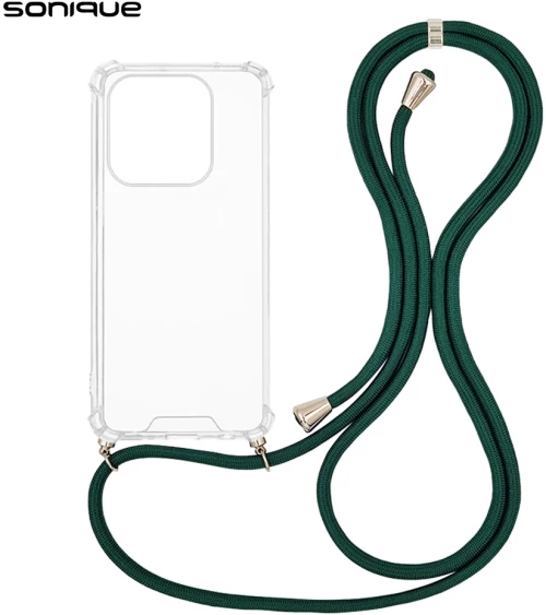 Θήκη Σιλικόνης με Κορδόνι Sonique Armor Clear Xiaomi Redmi Note 14 4G (164.84mm) Πράσινο Σκούρο