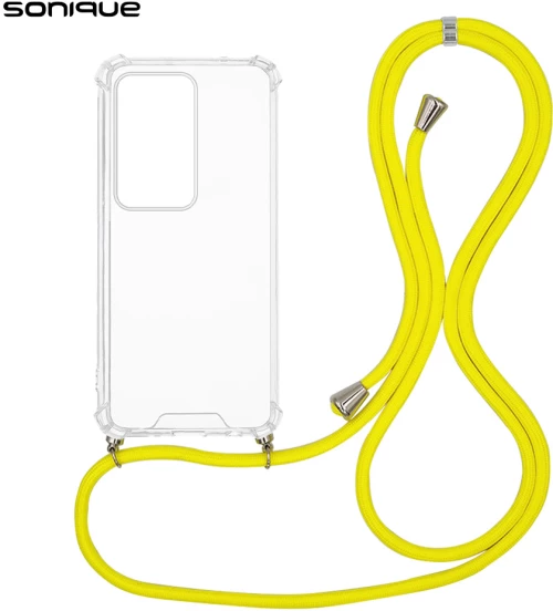 Θήκη Σιλικόνης με Κορδόνι Sonique Armor Clear Xiaomi Redmi 15 4G / Redmi 15 5G Κίτρινο