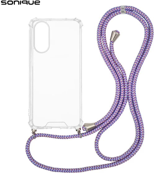 Θήκη Σιλικόνης με Κορδόνι Sonique Armor Clear Oppo A78 5G Rainbow Λιλά