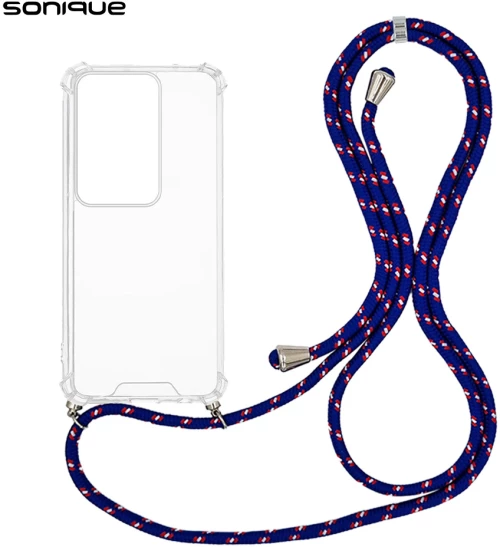 Θήκη Σιλικόνης με Κορδόνι Sonique Armor Clear Oppo Reno11 F 5G Rainbow Μπλε