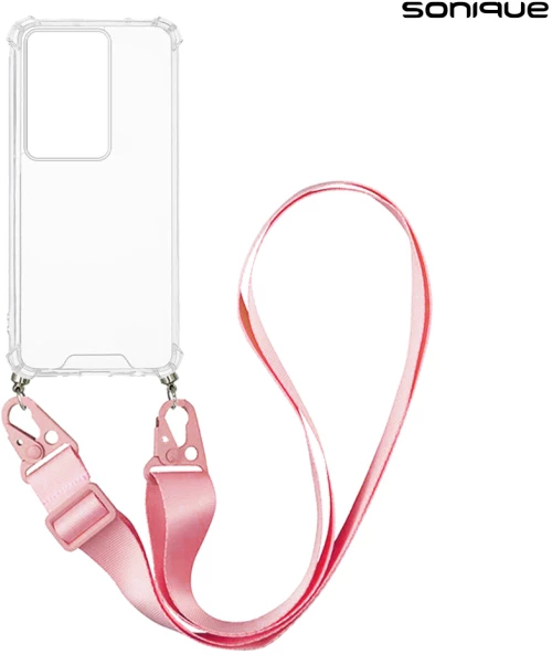 Θήκη Σιλικόνης με Strap Sonique Armor Clear Oppo A79 5G Ροζ