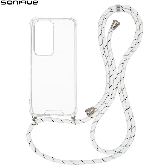 Θήκη Σιλικόνης με Κορδόνι Sonique Armor Clear Oppo Reno12 5G Rainbow Λευκό