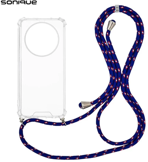 Θήκη Σιλικόνης με Κορδόνι Sonique Armor Clear Oppo Reno12 F 5G / Oppo Reno12 FS 5G Rainbow Μπλε