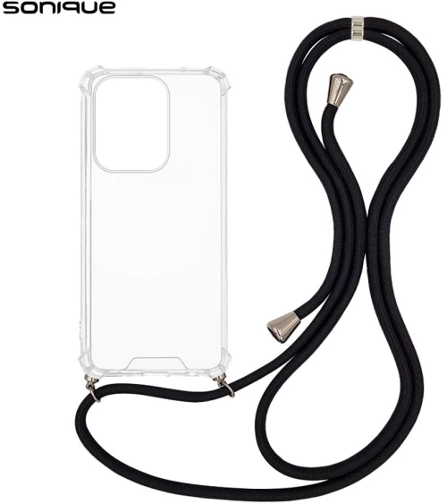 Θήκη Σιλικόνης με Κορδόνι Sonique Armor Clear Oppo Reno13 5G Μαύρο