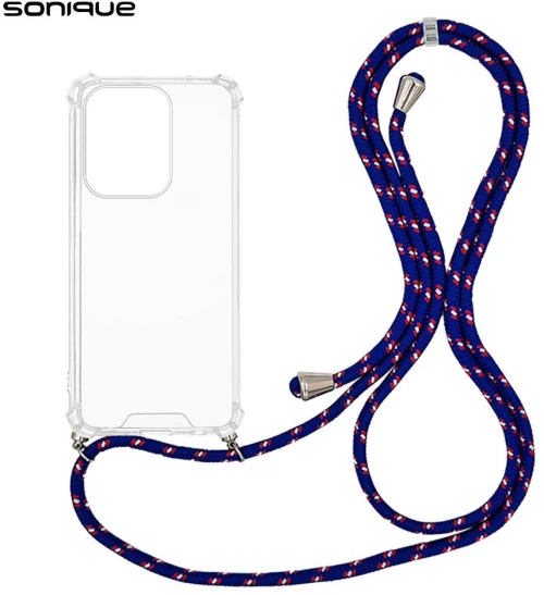 Θήκη Σιλικόνης με Κορδόνι Sonique Armor Clear Oppo Reno13 5G Rainbow Μπλε