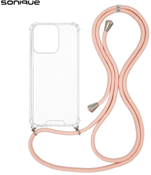 Θήκη Σιλικόνης με Κορδόνι Sonique Armor Clear Oppo Reno14 F 5G Ροζ