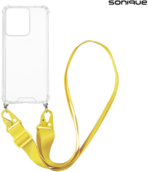 Θήκη Σιλικόνης με Strap Sonique Armor Clear Motorola Edge 50 5G Κίτρινο