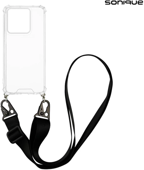 Θήκη Σιλικόνης με Strap Sonique Armor Clear Motorola Edge 60 Fusion 5G Μαύρο