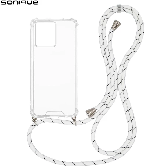 Θήκη Σιλικόνης με Κορδόνι Sonique Armor Clear Motorola Edge 40 Neo 5G Rainbow Λευκό