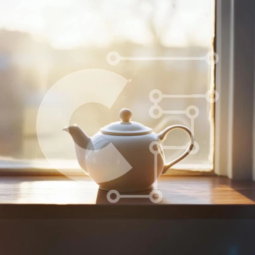 Intra Συλλεκτικό Ξύλινο Παζλ Plywood  4mm - Λευκή τσαγιέρα σε ένα περβάζι Σε Ξύλινο Κουτί - Διαστάσεις: 10x10 cm – 25 κομμάτια