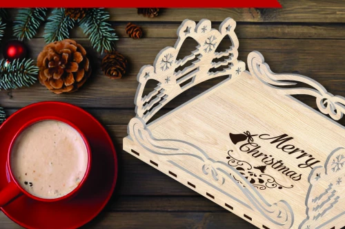 Intra απο ξύλο plywood 3mm-4mm πάχος Χριστουγεννιάτικος δίσκος σερβιρίσματος Δίασταση 15x15 cm INTRAFABR-110004261