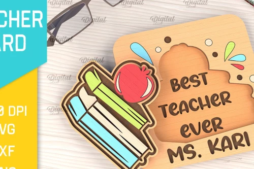 Intra απο ξύλο plywood 3mm-4mm πάχος – Ευχετήρια κάρτα δασκάλου Κοπή λέιζερ Δίασταση  20x20 cm INTRAFABR-95709857