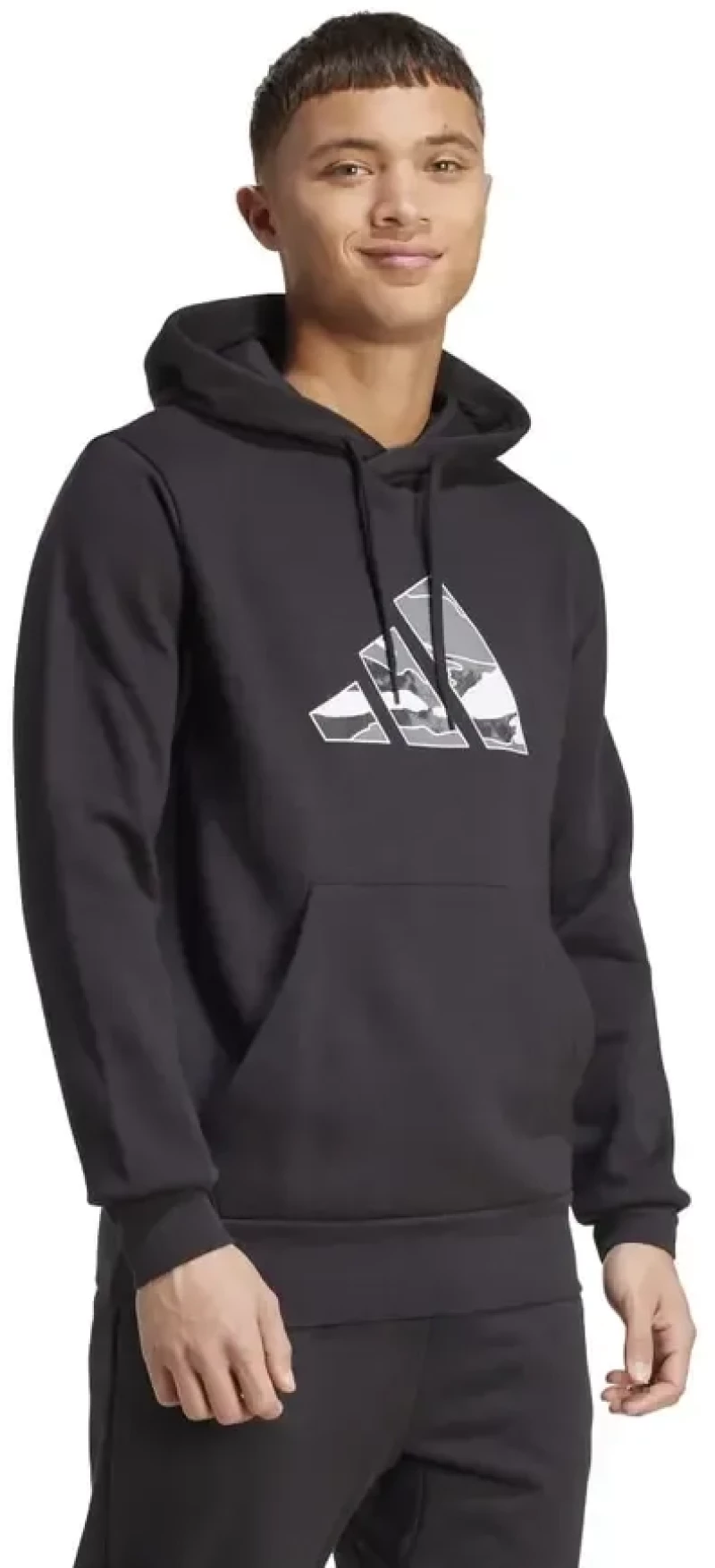 Ανδρική Φούτερ Με Κουκούλα Adidas Camo 3 Bar Logo Μαύρη