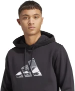 Ανδρική Φούτερ Με Κουκούλα Adidas Camo 3 Bar Logo Μαύρη