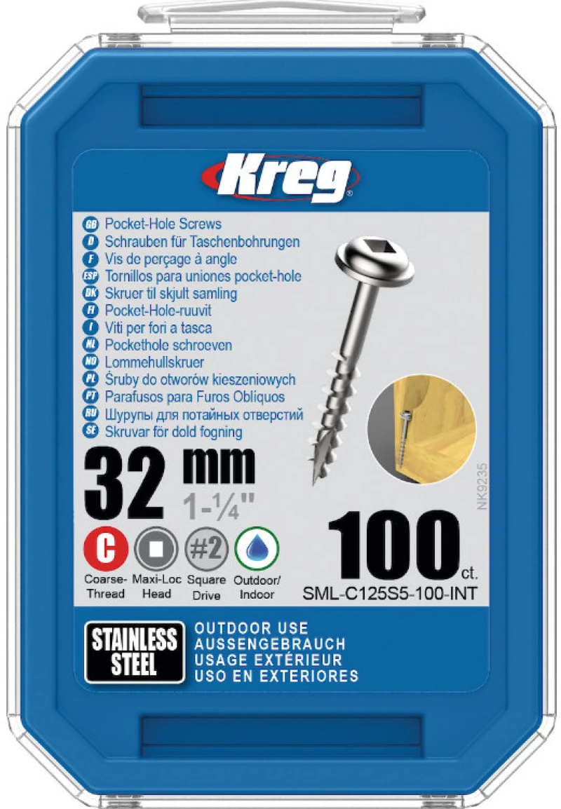Kreg SML-C125S5-100 Βίδες 32mm χοντρο σπείρωμα inox 100τεμ