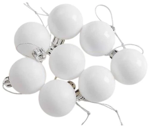 Σετ Χριστουγεννιάτικες μπάλες - 8cm - 6pcs - 326086 - White