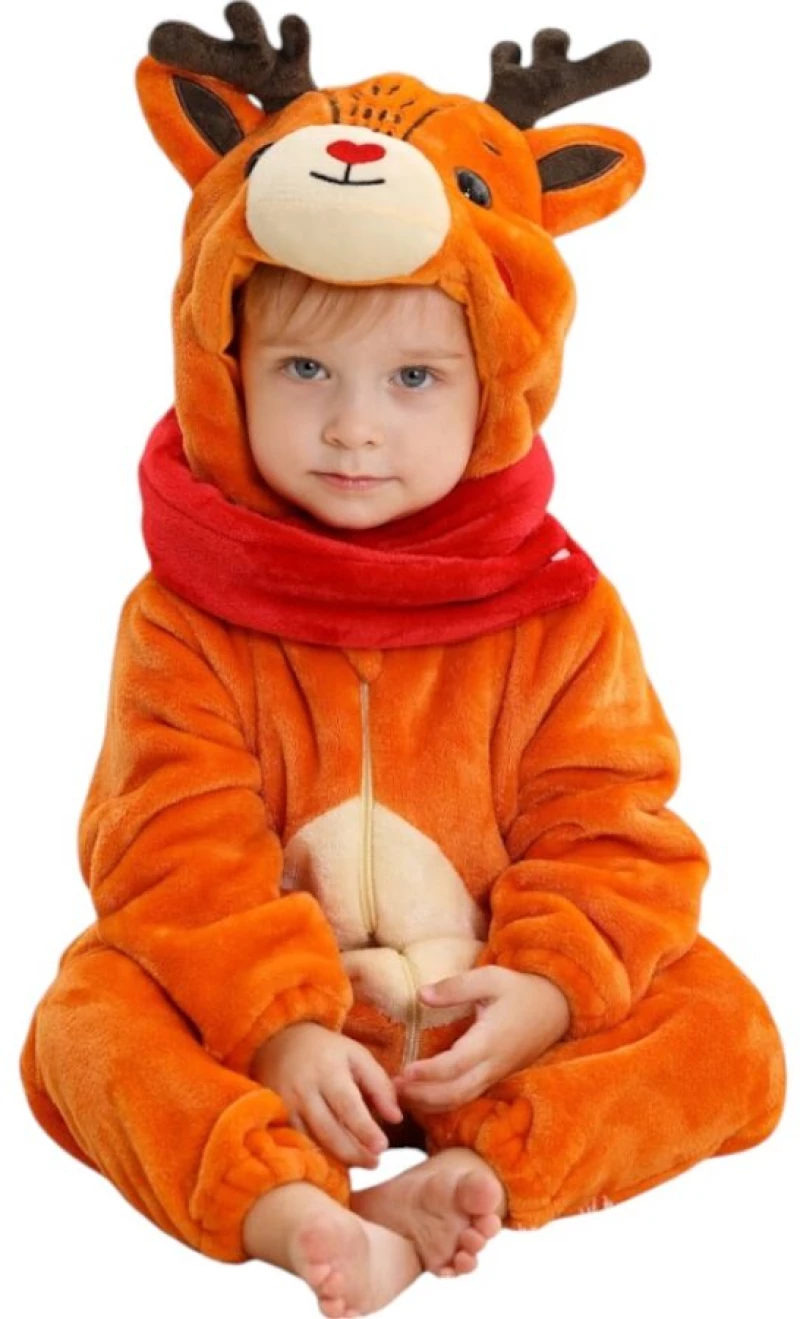 Orange Baby Reindeer, Ολόσωμη Βελούδινη Φόρμα- Queen Mother
