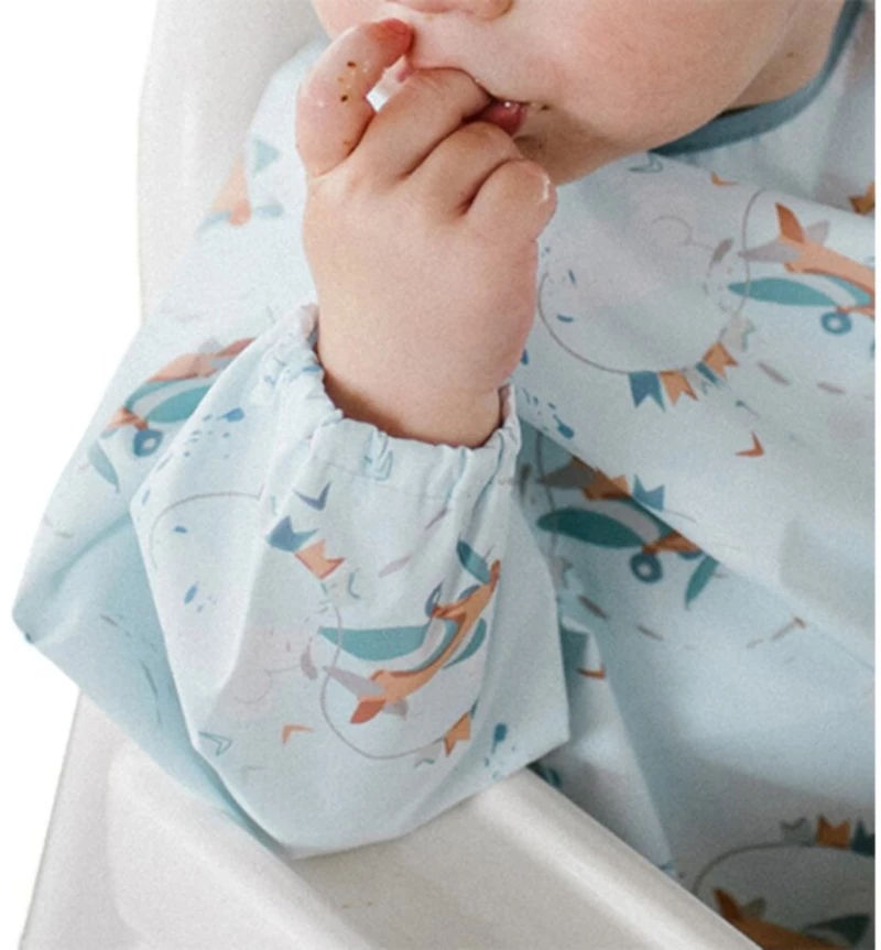 Plane, Light blue, Αδιάβροχη σαλιάρα με μακρύ μανίκι 6m+, BabyOno