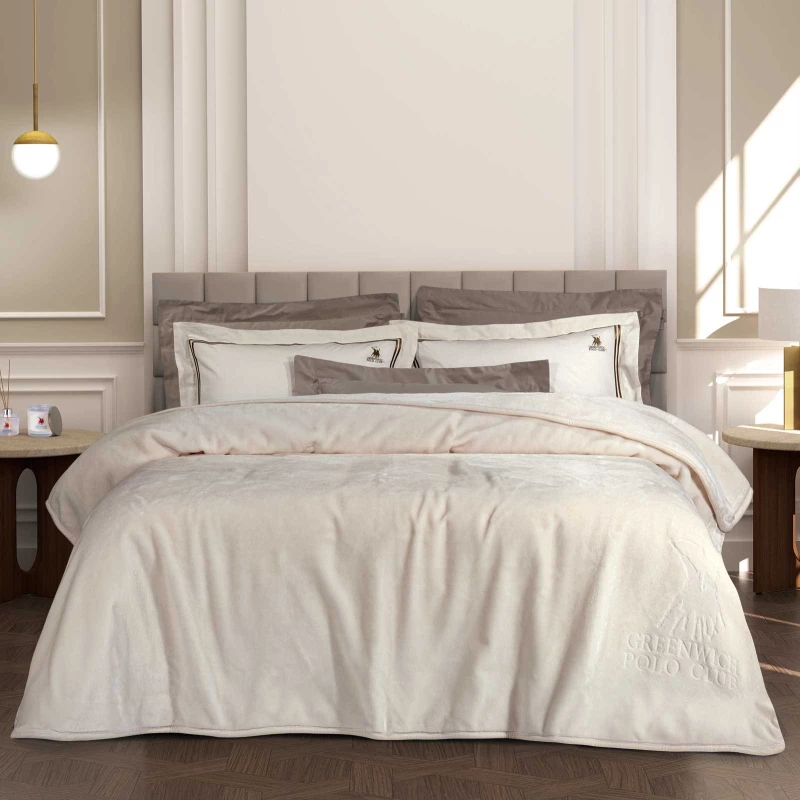 ΚΟΥΒΕΡΤΑ VELOUR ΥΠΕΡΔΙΠΛH ESSENTIAL 3441 WHITE GREENWICH POLO CLUB