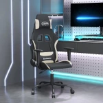 vidaXL Καρέκλα Μασάζ Gaming Μαύρη και Κρεμ Υφασμάτινη