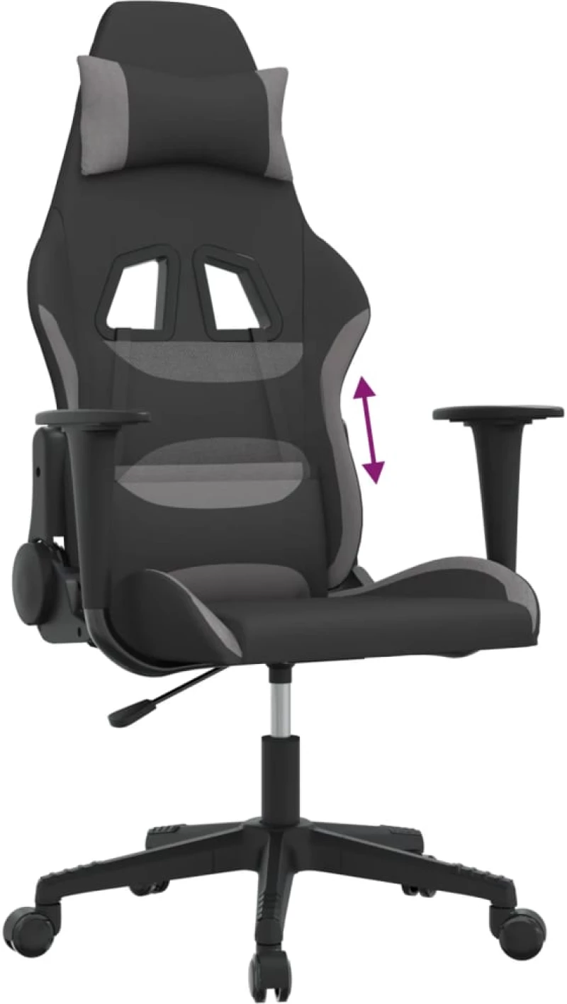 vidaXL Καρέκλα Gaming Μαύρο και Ανοιχτό Γκρι Υφασμάτινη