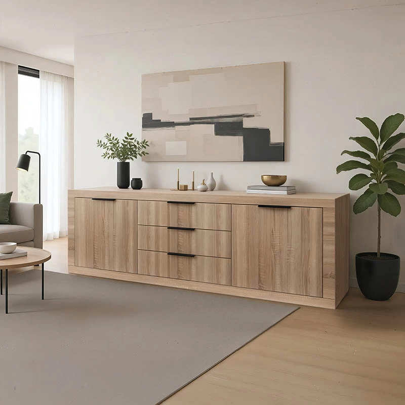 Μπουφές Doha pakoworld σε sonoma απόχρωση 210x45x80.5εκ