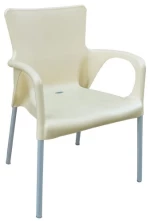 LARA Πολυθρόνα Pro Dining Στοιβαζόμενη, ALU Silver, PP - UV Protection Απόχρωση Εκρού