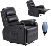 COMFORT Massage Πολυθρόνα Relax, Σαλονιού - Καθιστικού, PU Μαύρο