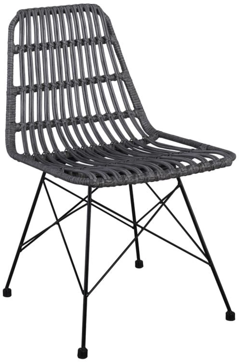 SALSA Καρέκλα Κήπου Βεράντας Μέταλλο Βαφή Μαύρο, Wicker Γκρι