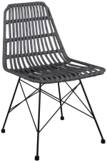 SALSA Καρέκλα Κήπου Βεράντας Μέταλλο Βαφή Μαύρο, Wicker Γκρι