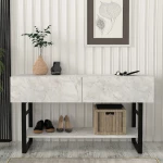 Κονσόλα Aron χρώμα λευκό εφέ μαρμάρου 138,8x41x75,7εκ.