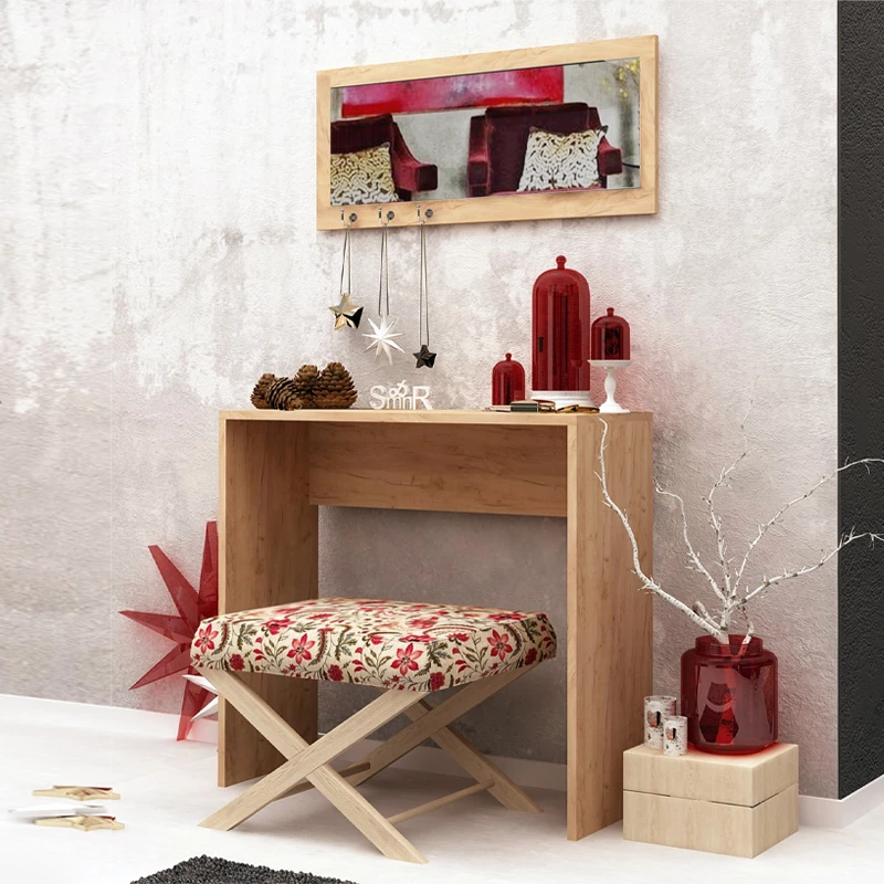 Κονσόλα με καθρέπτη Cosenza χρώμα oak 80x30x82εκ.