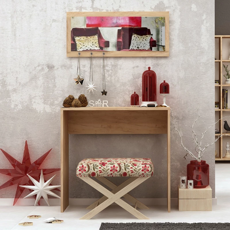 Κονσόλα με καθρέπτη Cosenza χρώμα oak 80x30x82εκ.