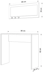 Κονσόλα με καθρέπτη Cosenza χρώμα oak 80x30x82εκ.