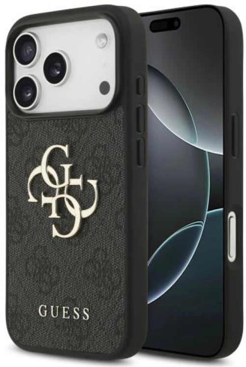 Θήκη PU Guess Apple iPhone 17 Pro Hardcase Big Logo 4G Μαύρο