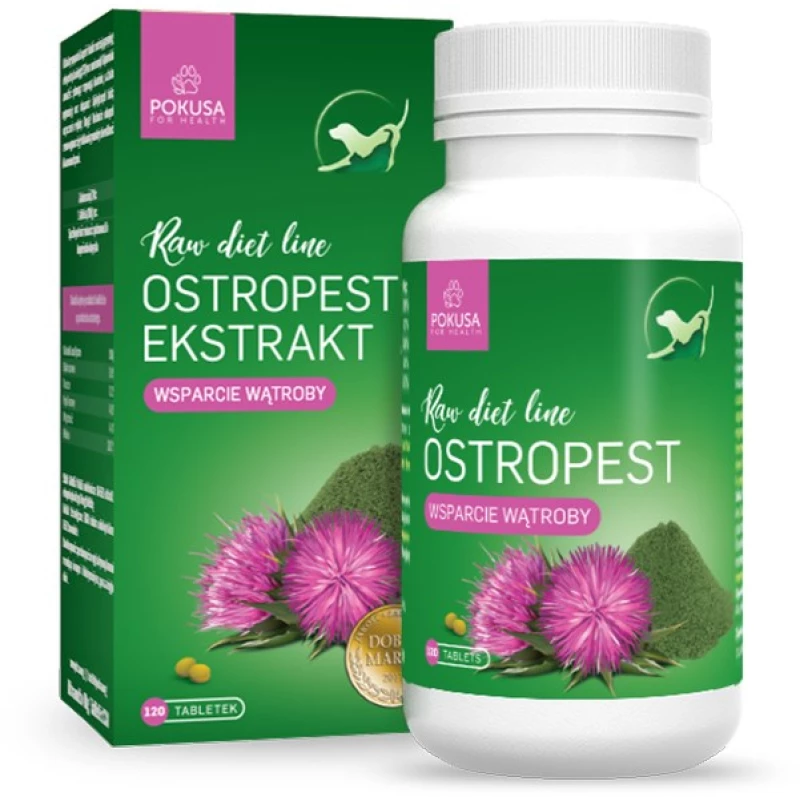 POKUSA RawDietLine Milk thistle extract - supplements for dogs and cats - 120 pcs