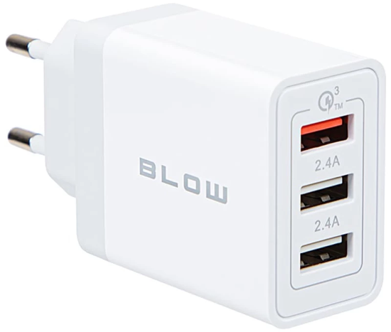 Blow DM-76-027 Φορτιστής με υποδοχή USBx2 + USB QC 30W
 λευκό