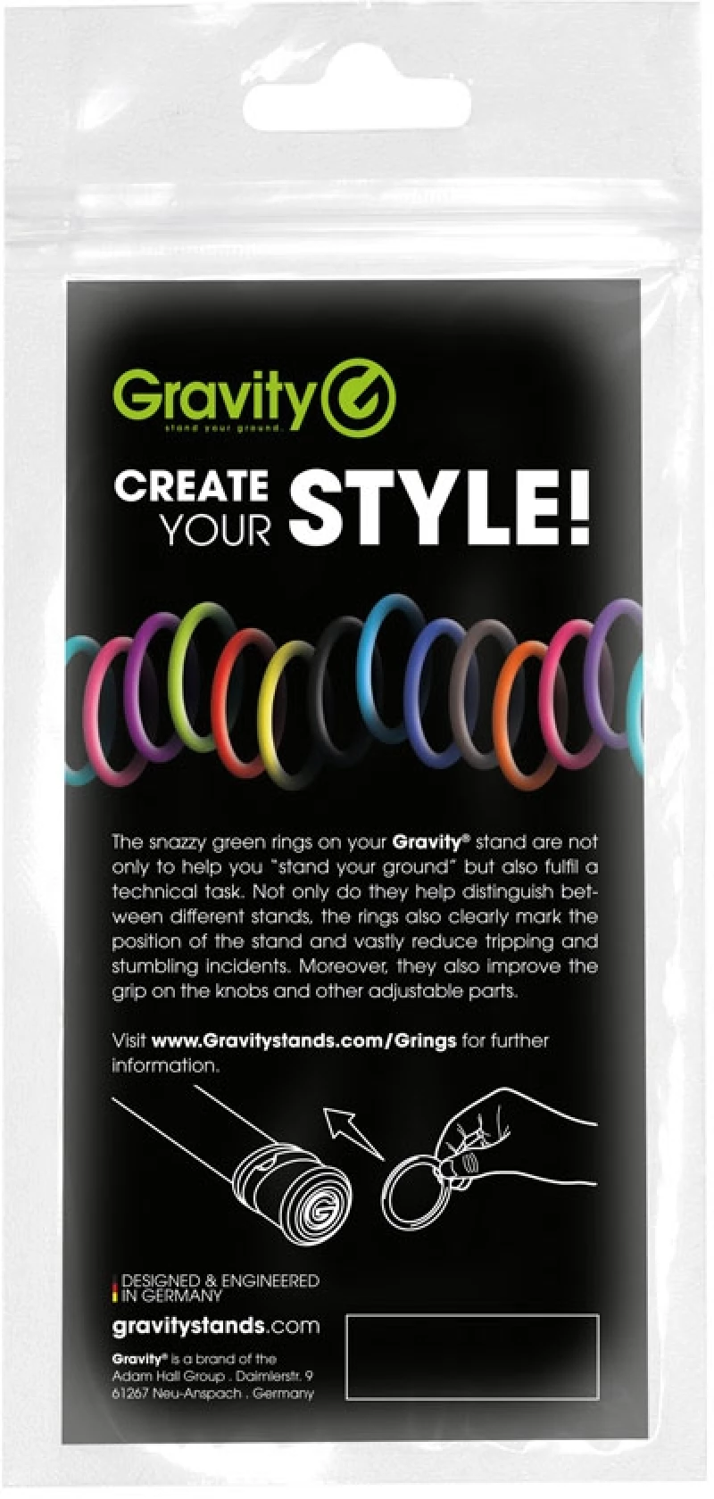 Gravity RP-5555 ORG1 - Universal πακέτο δαχτυλιδιών σε πορτοκαλί χρώμα