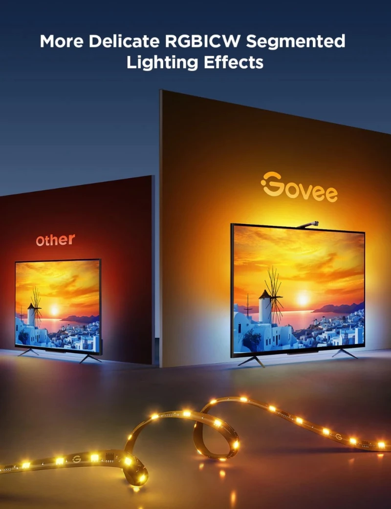 Govee TV Backlight 3 Lite H6097 (40-50 inch) - Wi-Fi TV Backlight with Fish-eye Correction