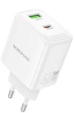 Borofone BN30 45W Φορτιστής με Θύρα USB-C και USB-A PD+QC 3.0 Λευκό