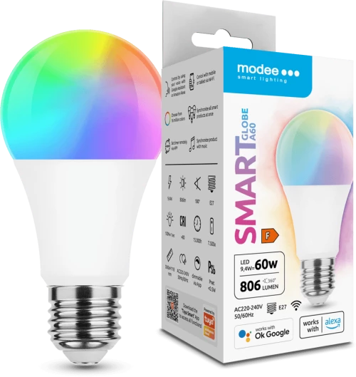 Modee LED Smart Σφαιρική Λάμπα A60 9,4W E27 180° RGB 806lm με Tuya Wi-Fi