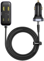 Baseus BackseatPal L1 110W Car Charger 3 x USB-A + 3 x USB-C with 1.5m Extension Cable - Black