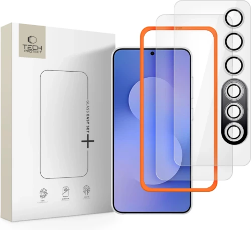Tech-Protect Easy Set+ 3-pack tempered glass for Samsung Galaxy S25 FE - transparent