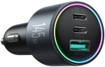 Joyroom JR-CCN07 145W Car Charger 2xUSB-C USB-A + 100W USB-C Cable - Dark Gray